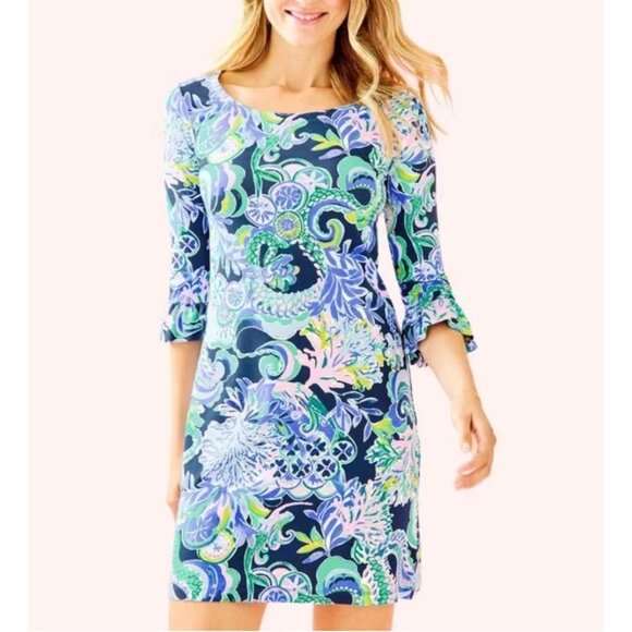 Lilly Pulitzer‎ Sophie Ruffle Dress UPF 50 in Sirens and Spirits Size XS Shift - Picture 1 of 7